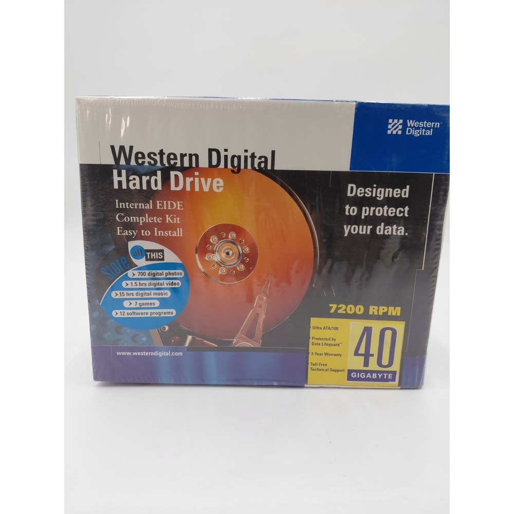 Western Digital 40 GB 7200 RPM EIDE Internal Hard Drive New Sealed Vtg Retro PC